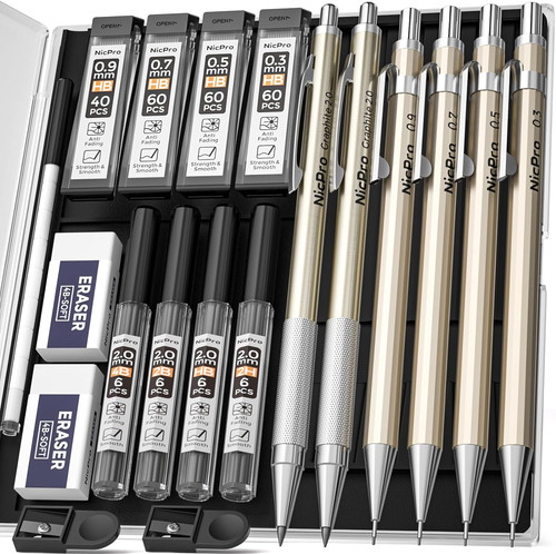 6pcs metal mechanical pencils - metal,