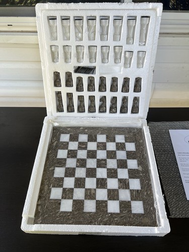 Marble chess set gray - chess,