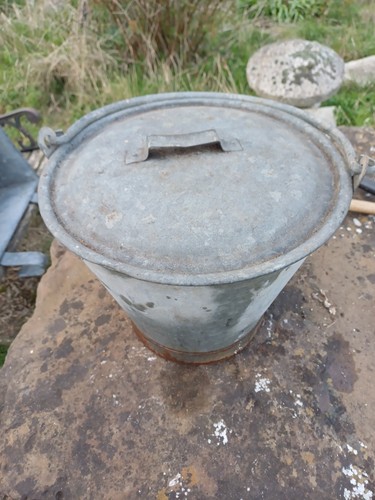 Vintage galvanised lidded - galvanised,