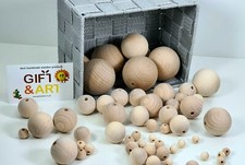 Natural Wooden Balls Beads HOLE HALF WAY THROUGH 10,12,16,20,25,30,35,40,50 mm