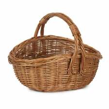Traditional Wicker Shopping Basket Woven Willow Trug Foraging Rustic Display