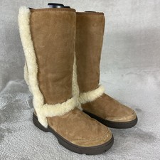 UGG Sunburst Womens Tall Boots Size 9 Chestnut Brown Suede Sheepskin **READ**