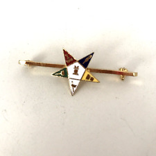 Vintage Mizpah Brooch Pin Enamel Masonic Gold Tone  Order Of The Eastern Star