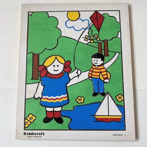 Vintage kiddicraft wooden tray - wooden,