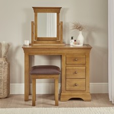 French Louis Oak Dressing Table Stool & Mirror Set - Bedroom - FL09-FL10-FL11