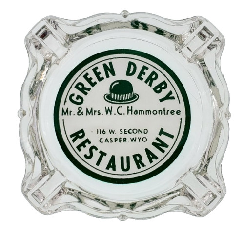 Vintage glass ashtray - /, green