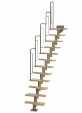 Modular Staircase Space Saver Spiral Loft Stairs Beech & Grey Metal GRAZ