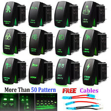 Rocker Switch ON-OFF Dual Green LED Light Bar Waterproof Car Boat Bus RV 12V 24V