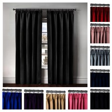 Thermal Thick Blackout Curtains 2 Panels Pencil Pleat Curtains Cali