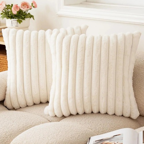 Faux rabbit fur cushion cover - rabbit,