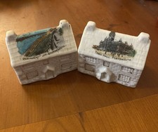 Pair Of Vintage Crested China Cottage’s Souvenir Portsmouth & Bournemouth