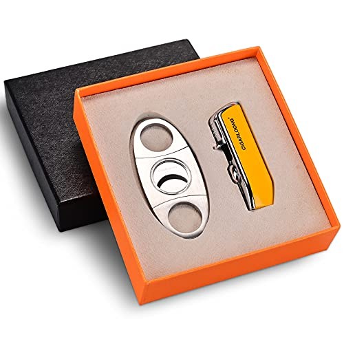 Cigar cutter and lighter set - and,