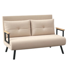 HOMCOM Click Clack 2 Seater Sofa Bed for Living Room, Guest Room, Beige