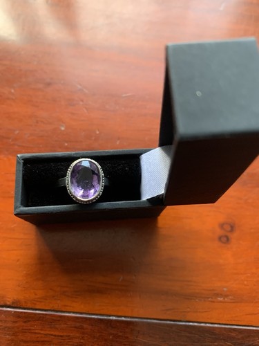 Vintage silver amethyst ring - amethyst,