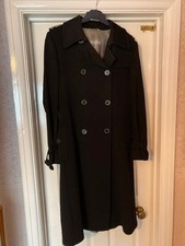 Max Mara 100% Wool Long Double Breasted Black Coat UK 14