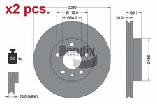 X2 PCS FRONT BRAKE DISC ROTOS X2 PCS SET BDS1309HC BENDIX BRAKING I