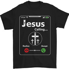 Jesus is Calling Christian Christianity Mens T-Shirt 100% Cotton