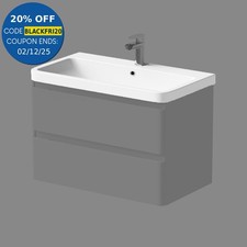 Bathroom 800mm Wash Basin Sink White Gloss Modern Curved Resin 1 Tap Hole