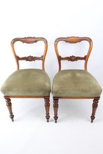 Pair Victorian Rosewood Balloon Back Chairs - Antique Bedroom Desk Side Chairs
