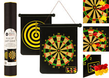 2-IN-1 ROLL UP DART GAME MAGNETIC DARTBOARD 6 MAGNET DARTS DOUBLE SIDED FUN