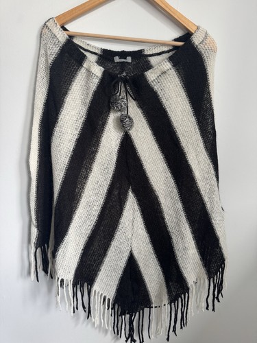 Black and white mohair look - black,