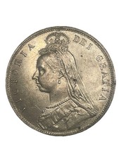 1887 Queen Victoria Jubilee Head Silver Half Crown, SUPERB UNC