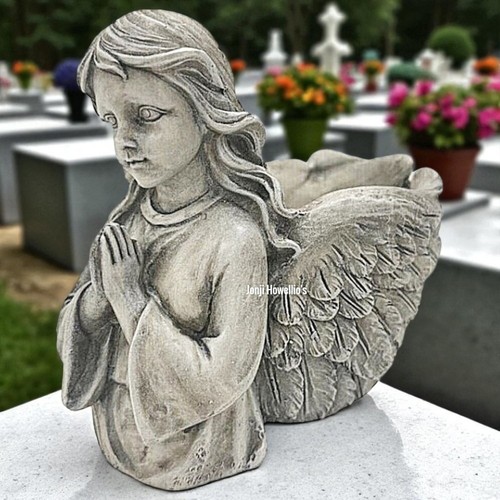Angel praying memorial - angel, vase