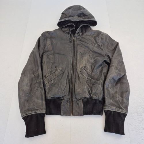 Mango leather jacket grey - leather,