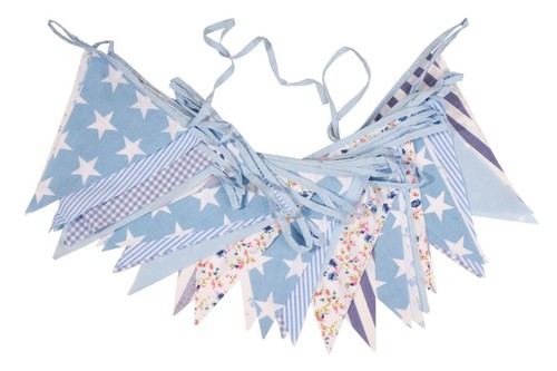 Cotton bunting blue floral - bunting,