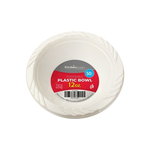 White plastic bowls - bowls, 7"