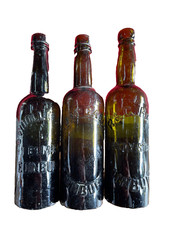 VINTAGE EDINBURGH BEER SODA BOTTLES - WOOLEY, HAY & MCCALLUM EMBOSSED BROWN