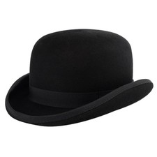 100% Wool Derby Hat Bowler Hat Black Traditional Victorian Style for Men Women