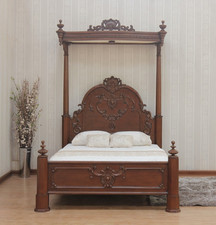 Half Tester Canopy Bed | Solid Mahogany | 5' & 6' Antique Repro Romance NEW B127