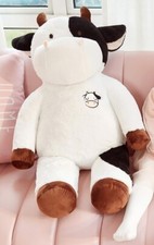 COW PLUSH TOY Giant Stuffed Animal Jumbo for Kids Children White 30 Inch IKASA
