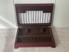 Vintage Empty Wooden Oak Cutlery Box / Canteen with Vacant Brass Cartouche