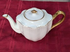 Carlton Ware small 1 pint teapot and lid, Shaped, White Gold Tea For Two size