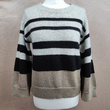 Part Two Womens Knit Jumper Striped Metallic Yarn Wool Mohair Yak Blend Size XS