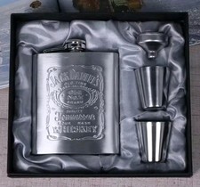 Jack Daniels Flask and Shot Glasses Gift Set Box Hip Flask 🇬🇧 Seller 