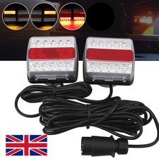 2X Trailer Towing LED Lights Magnetic Rear Tail Board Lamps Stop Car 7.5M Cable
