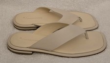 ANTHROPOLOGIE WOMEN'S NATURAL IVORY LEATHER THONG SANDALS SLIDES - SIZE 39
