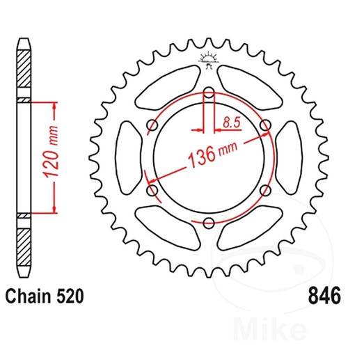 Rear sprocket tooth 520 - rear,