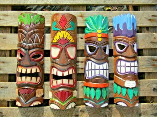 Tiki mask bar wall art - tiki,