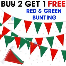 Christmas Bunting Banner Red Green Flag Garland Pennant for Indoor Outdoor