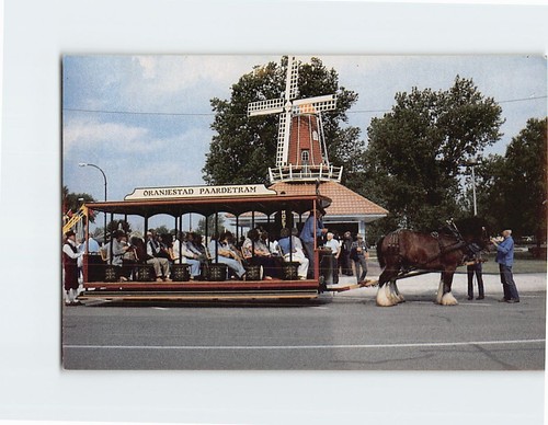 Postcard dutch street trolley - dutch,
