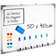 Whiteboard With 6 Markers, 8 Magnets & 1 Duster Dry-Wipe Magnetic Aluminium