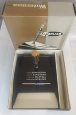 Rare Waterman Tip Flair Noir Chrome Pen stand + Waterman Executive Ballpoint Pen