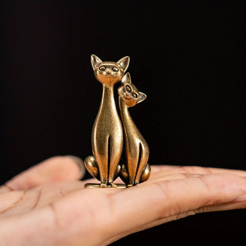 Small brass cats - cats, animal