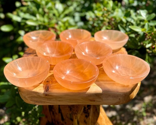 Orange selenite crystal bowl - crystal,