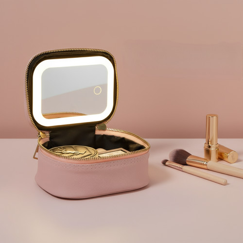 Mini led mirror makeup case - makeup,