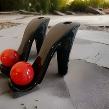 Unique High Heel Shoe Ceramic Vase Decorative As New Display black/red See Photo
